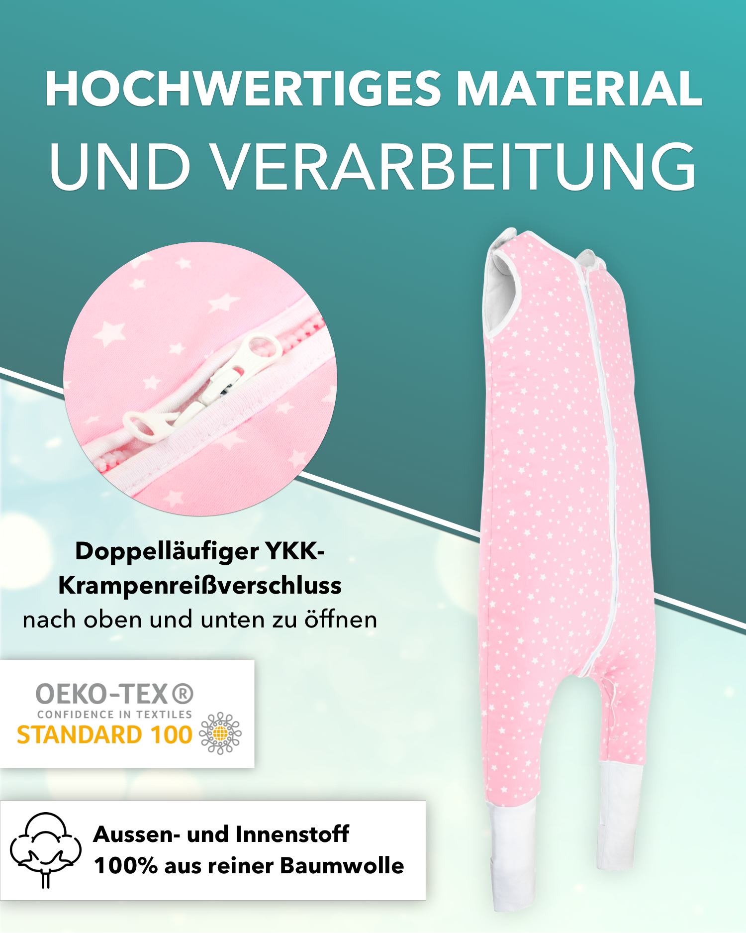 BABYRULEZ® Primo Babyschlafsack mit Füßen zum Umstülpen