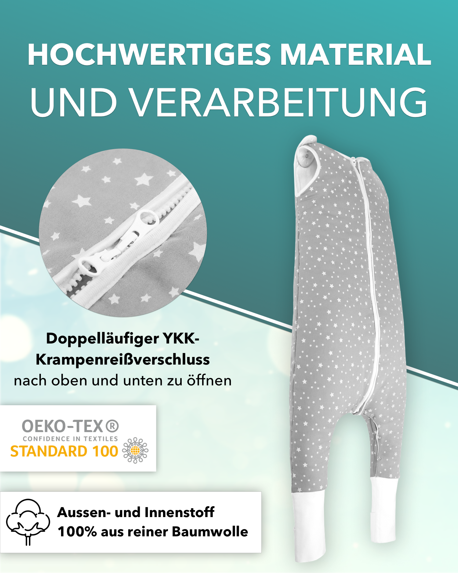 BABYRULEZ® Primo Babyschlafsack mit Füßen zum Umstülpen