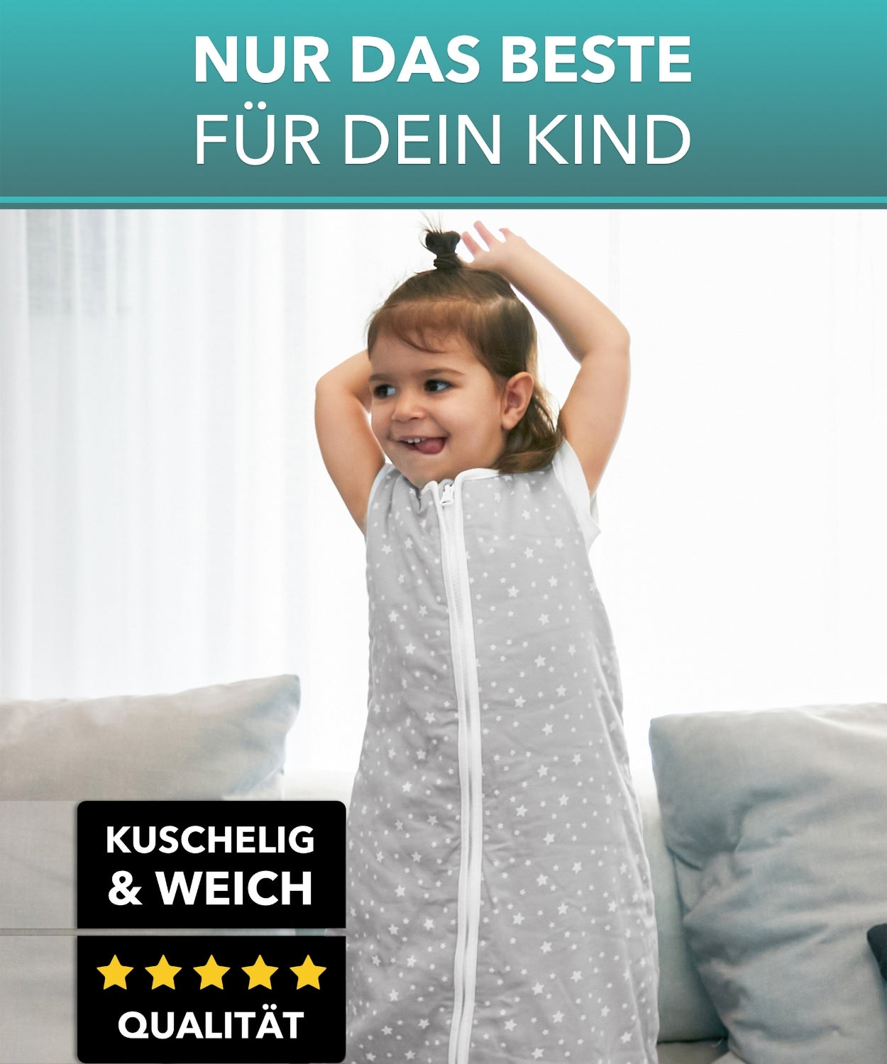 BABYRULEZ® Primo Babyschlafsack mit Füßen zum Umstülpen